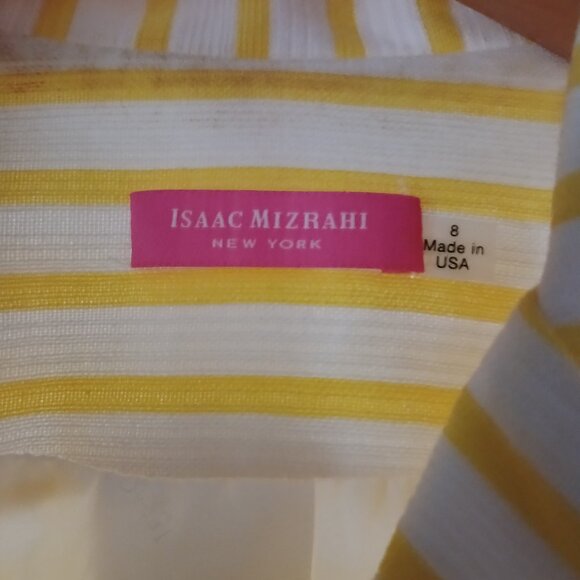 Isaac Mizrahi New York White & Yellow Striped Cotton Blazer - Picture 8 of 12